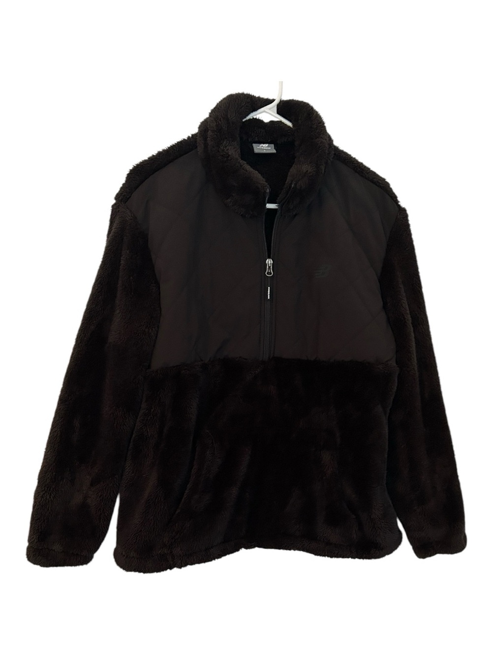 New Balance Black Quilted Fleece Pullover Coat Size Large